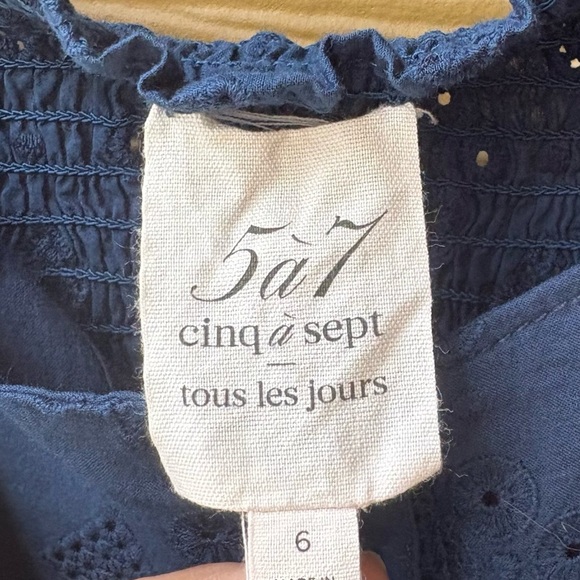 Cinq a Sept Alix Eyelet Dress in Lapis Size 6 - Picture 10 of 11